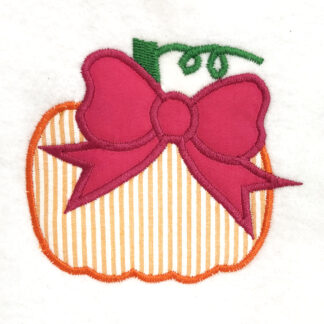 pumpkin with bow appliqué design