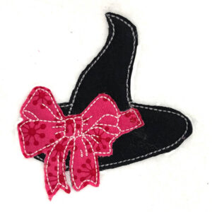 Witch hat with bow raw edge appliqué design