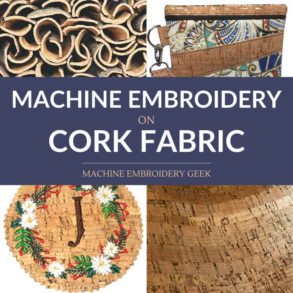 machine embroidery on cork fabric