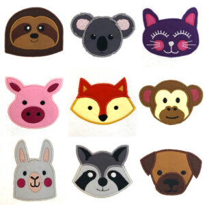 Animal face appliqué design set