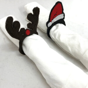 In-the-hoop napkin ring designs – Santa and Rudolph