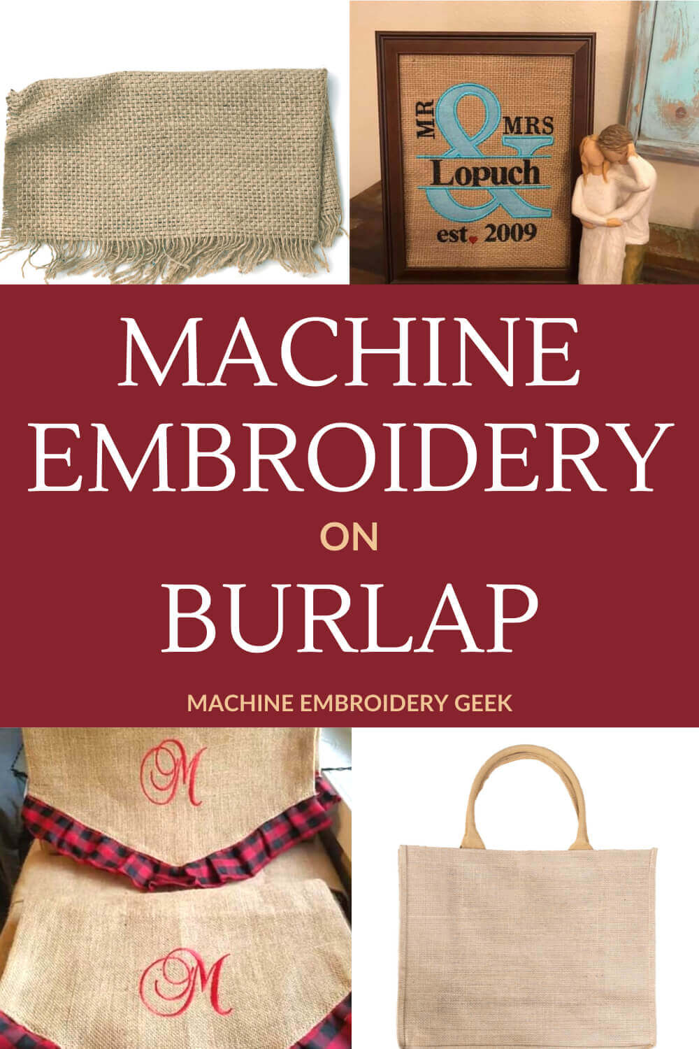 machine embroidery on burlap