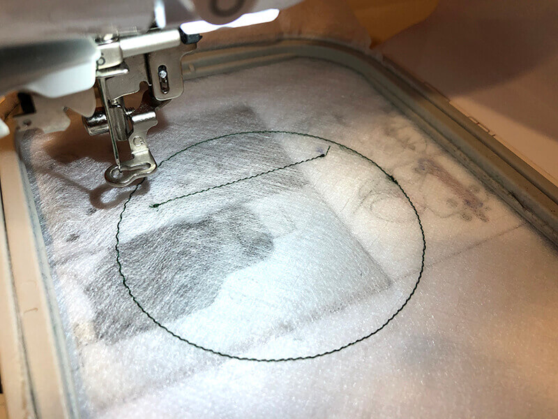 placement stitching for in-the-hoop towel topper