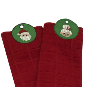 Santa and Mrs. Claus in-the-hoop towel toppers