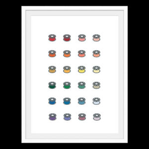Rainbow of bobbins  – digital print