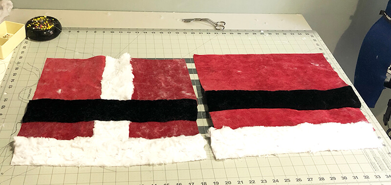 pieces sewn together for santa pillow