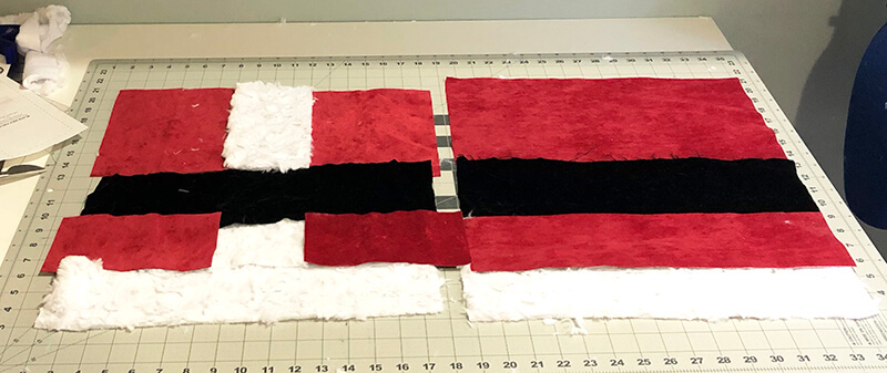 pieces sewn together for Santa's pillow