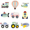transportation themed embroidery designs set
