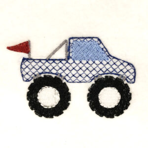 Monster truck embroidery design with a light fill