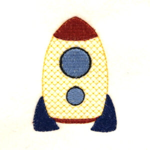 Rocket ship with light fill embroidery design