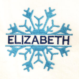 Split snowflake embroidery design intended for personalization