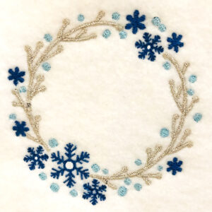 Winter snowflake wreath embroidery design