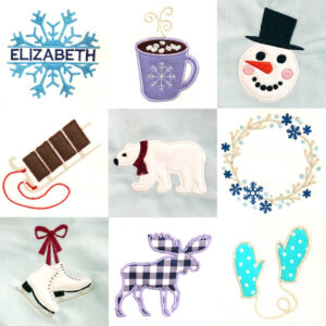 Winter classics appliqué and embroidery design set