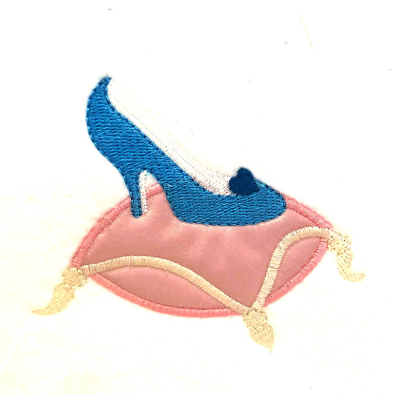 Princess glass slipper appliqué design Machine Embroidery Geek