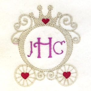 Princess carriage embroidery design suitable for monogramming