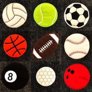 Sports ball appliqué design set