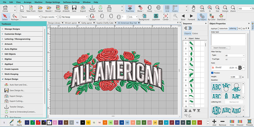 Hatch embroidery software interface