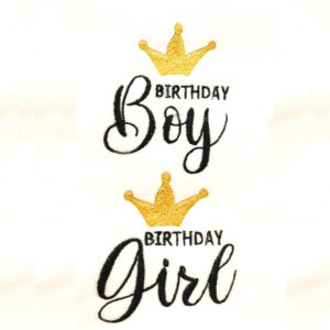 Happy birthday embroidery and appliqué design set