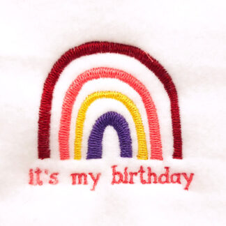 rainbow with It's my birthday embroidery design