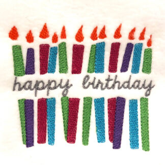 happy birthday between candles embroidery design