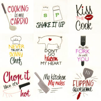 Silly kitchen phrases embroidery designs