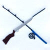 crossed fishing rod and rifle design