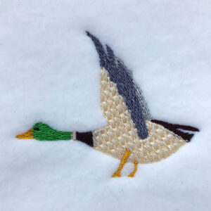 Flying wild duck embroidery design
