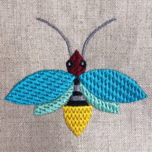 Modern firefly embroidery design