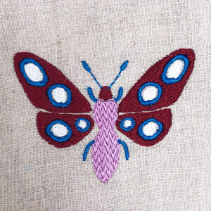 Colorful moth embroidery design