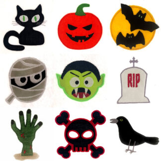 creepy Halloween appliqué design set