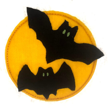 bats in front of the moon raw edge applique design