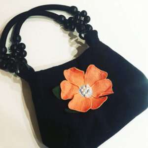 Dressy handbag with 3D flower – PDF pattern + in-the-hoop flower design