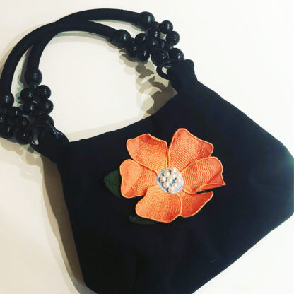 fancy handbag with 3D flower