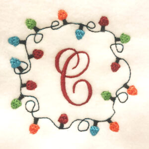 Holiday bulb wreath embroidery design