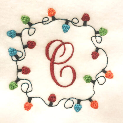 holiday bulb wreath embroidery design