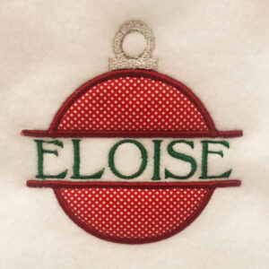 Split Christmas ornament appliqué design