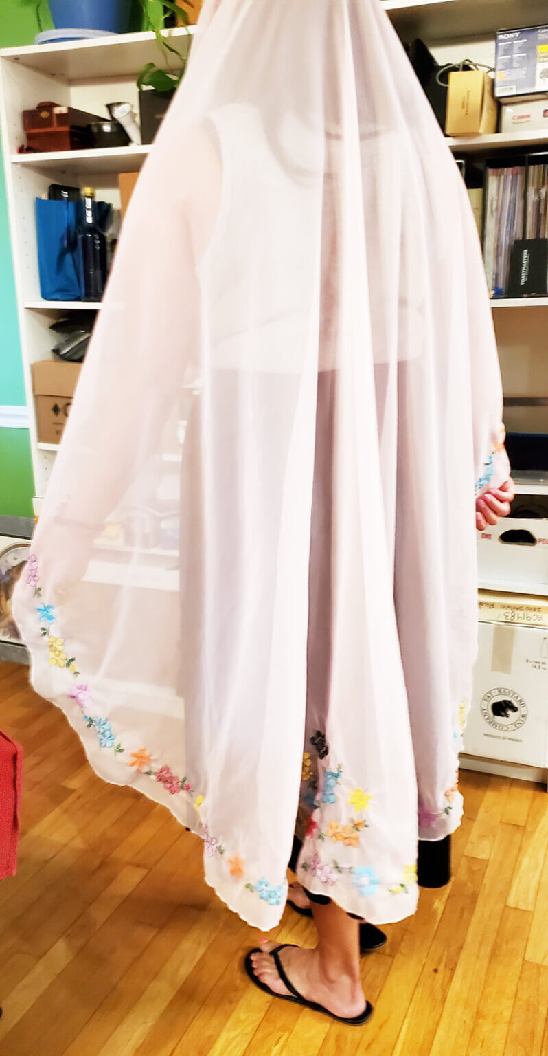Satin x Chiffon Embroidery Pullover