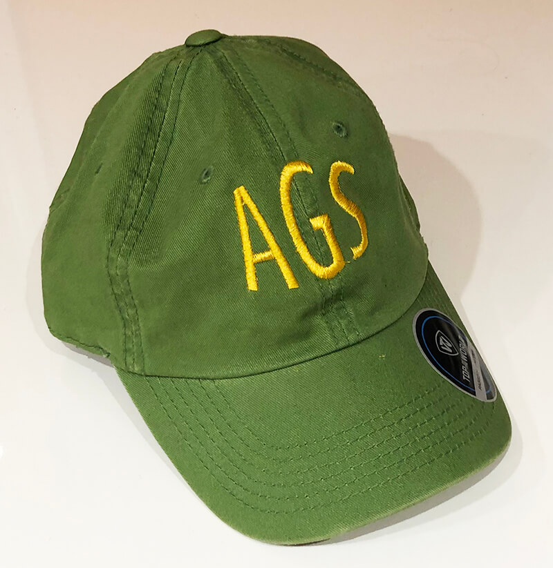 Monogrammed hat made with a Durkee cap frame