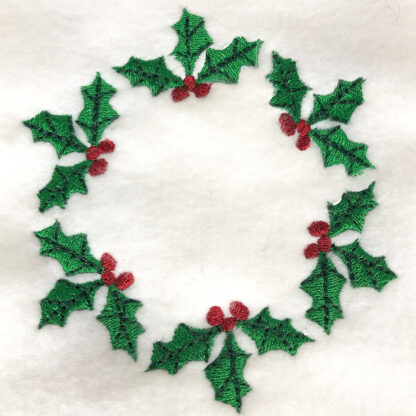 holly wreath embroidery design