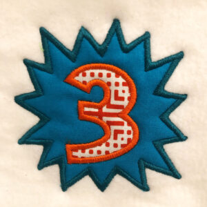 Super Hero Style Numbers Machine Applique Designs 1-9 in Two Different Styles (Satin and Triple stitch)