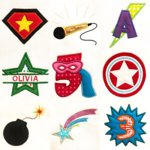 Fun superhero appliqué design set