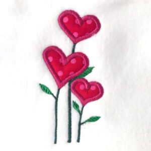 Flowers with heart appliqué design