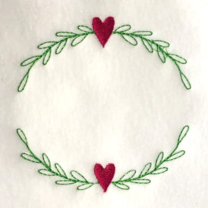 Leaves with heart round border frame design