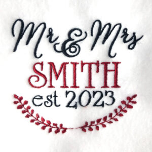 Mr and Mrs with flower border to personalize
