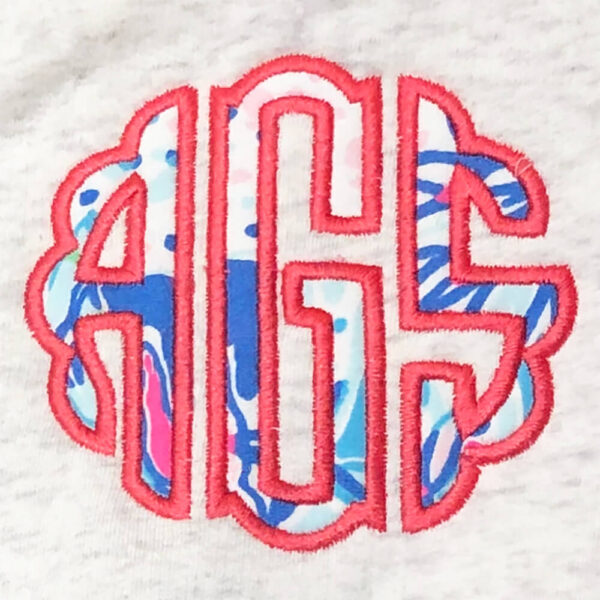 scallop circle monogram applique