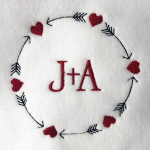 Arrows and hearts wreath embroidery design