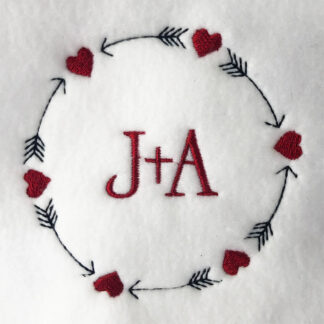 arrows and hearts wreath machine embroidery design
