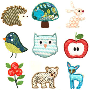 Woodland creatures appliqué design set