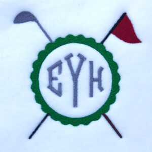 Golf frame for monogram embroidery design