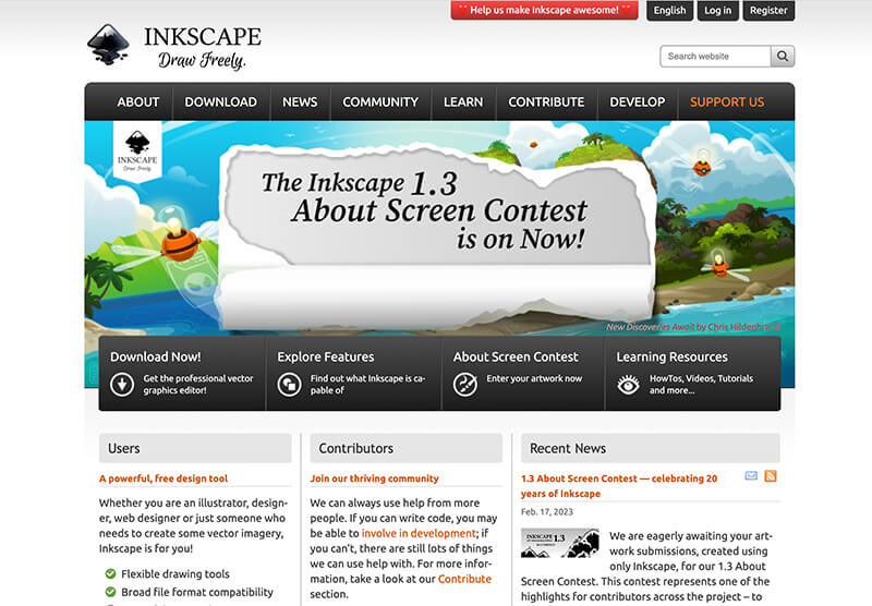 Inkscape: a free and open source vector based drawing program